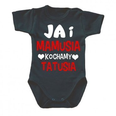 Body krótki rękaw "JA i mamusia kochamy tatusia" Moocha czarny