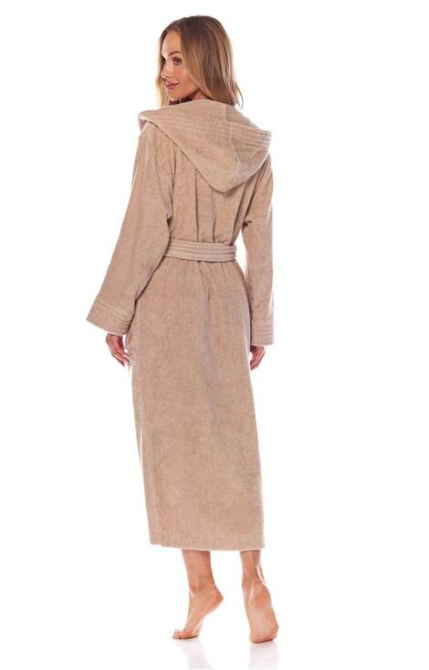 Długi Szlafrok Damski Frotte 2102 L&L - beżowy