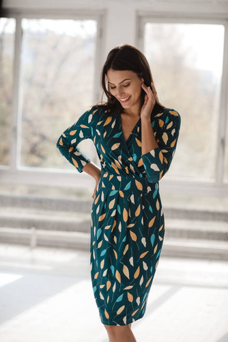 Sukienka ciążowa i do karmienia Grow with me Milk&Love turkus w listki