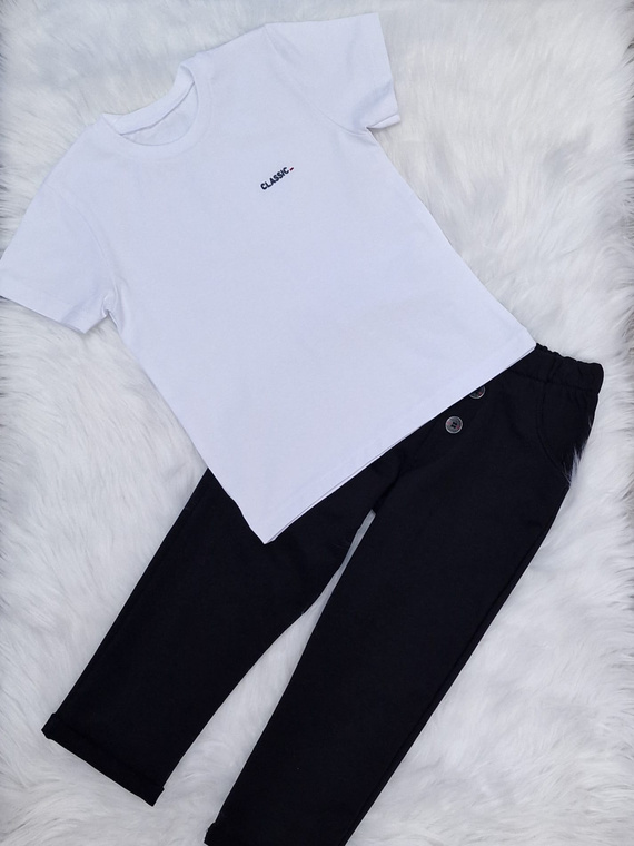 Koszulka dziecięca Classic krótki rękaw z haftem Bambarillo biały