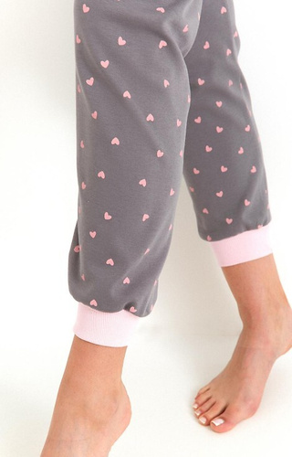 Cana 492 – piżama damska z bawełny interlock, serduszka, spodnie i długi rękaw