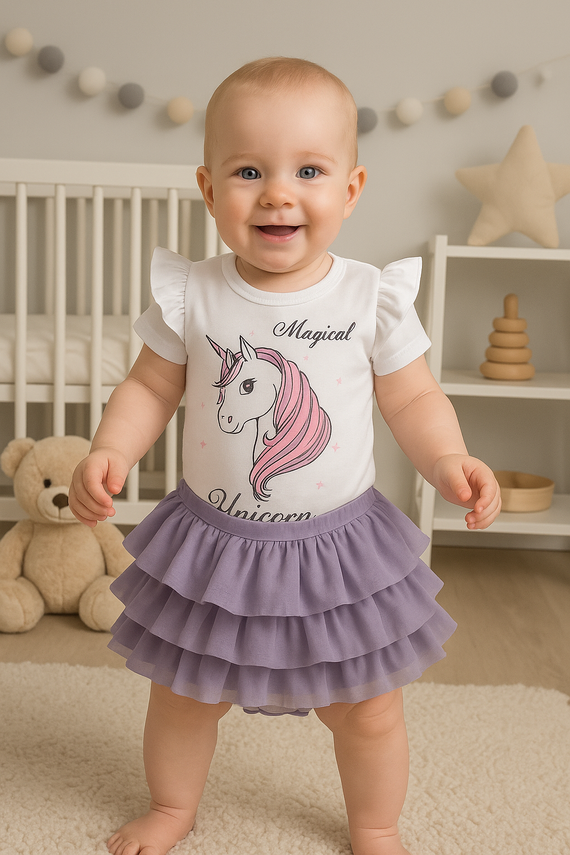 "Unicorn" Body z krótkim rękawem Terjan - biały