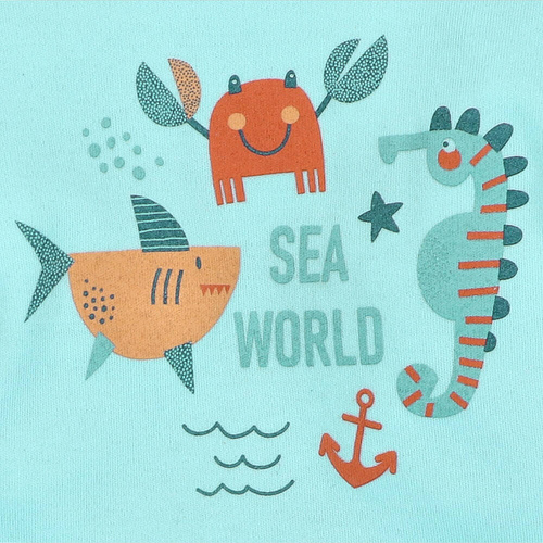 Bluzka z bawełny organicznej Morskie Zwierzątka Nini błękitny