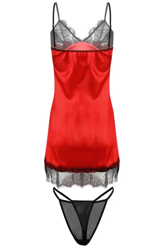 Delia Komplet piżama damska DKaren czerwony