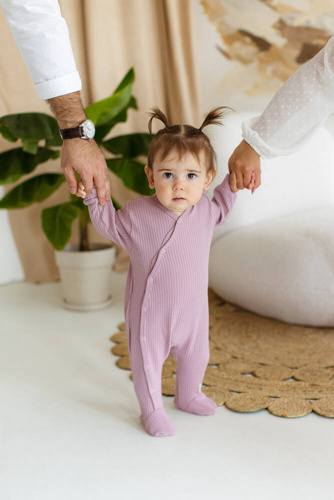 Pajacyk niemowlęcy "Natural Waffel" Makoma pink