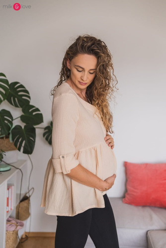 Tunika z muślinu organicznego Mother Nature Milk&Love wrzosowy