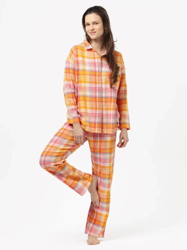 Rozpinana Piżama Damska LNS 473  Key - morelowy