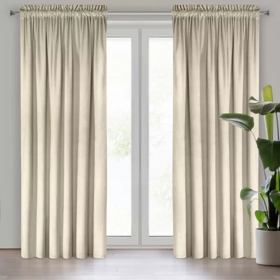 Zasłona welurowa na taśmie Melanie Eurofirany kremowy