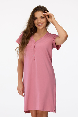 Senizo koszula nocna ciążowa no. 20 antyczny róż– 100% bawełna, krótkie rękawy, praktyczne napy