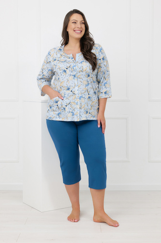 Bawełniana piżama damska CELOZJA Italian Fashion rękaw 3/4 spodnie 3/4