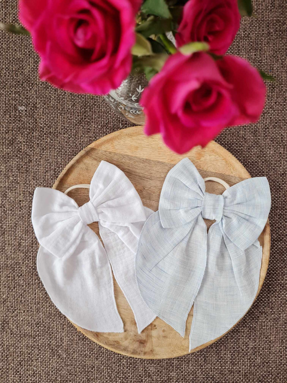 Muślinowa kokarda do włosów KGB16 Marija - biały