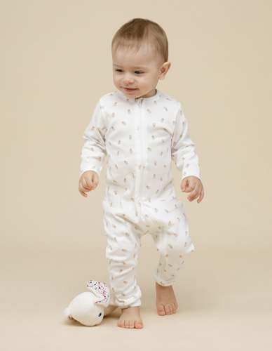 Pajac niemowlęcy na zamek Lovely Day Pinokio - beige ecru