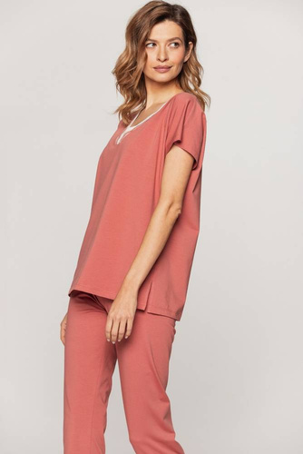 Piżama damska 945  CANA -jasna terakota