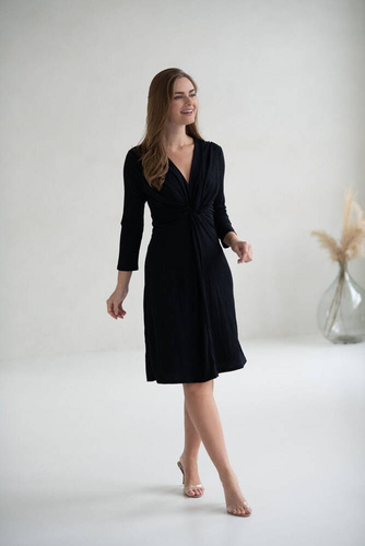 Sukienka ciążowa i do karmienia rękaw Loop 7/8 Milk&Love czarny 