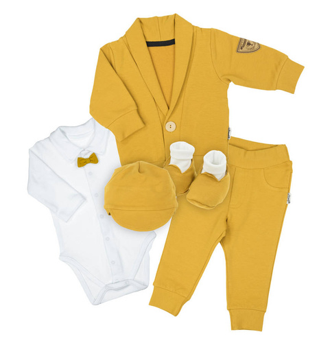 169404 Mix Komplet 5-częściowy nadruk Nicol - musztardowy