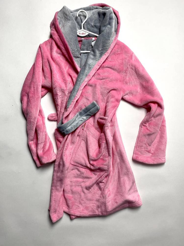 Krótki Szlafrok damski 627 Soraya Forex - róż / jasny szary