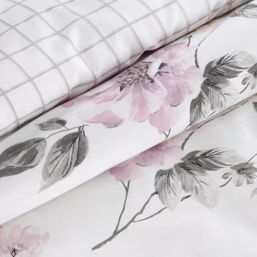 Pościel satynowa Spring 31 Kwiaty Eurofirany biały/fioletowy