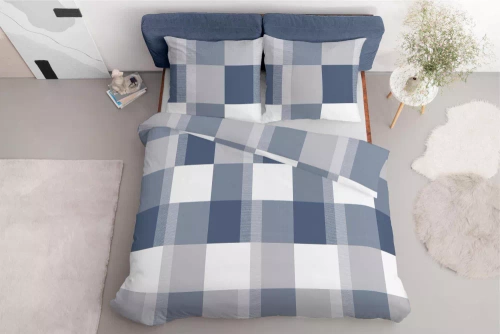 Pościel z mikrofibry krata 5038 A Detexpol niebieski