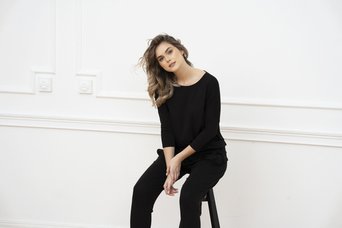 Komplet Damski 3/4rękaw, dł.spodnie Styl Italian Fashion czarny