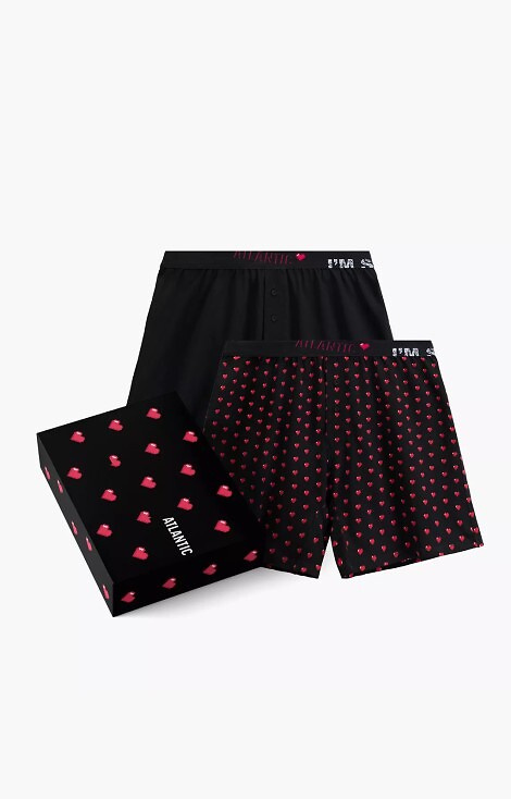 Bokserki męskie Atlantic 2GMB-011 – 100% bawełna, luźne, serca, 2 szt.