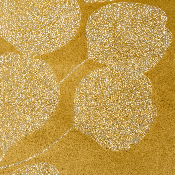 Koc narzuta z mikrofibry z błyszczącym nadrukiem liści Ginko 2 Eurofirany miodowy