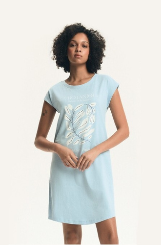 Koszula nocna damska 45183 Estes, bawełniana, nadruk, krótki rękaw, luźny fason