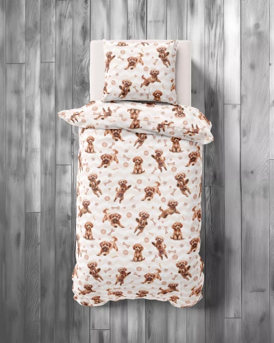 Pościel dziecięca bawełniana 5451 A Rudy Piesek Detexpol 