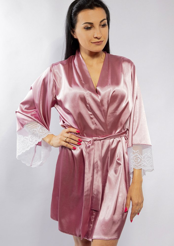 Podomka Szlafrok Damski Adelaide Dkaren - wrzos/biały