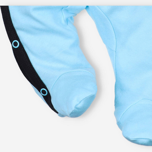 Pajacyk chłopięcy bawełniany Summer Robots Nini turkusowy 