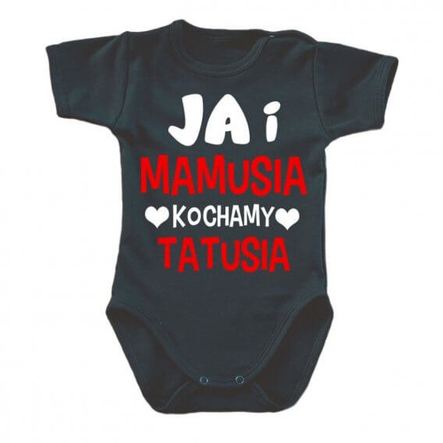 Body krótki rękaw "JA i mamusia kochamy tatusia" Moocha biały