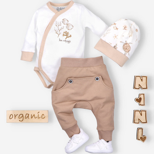 Body kopertowe z bawełny organicznej Turtles Nini ecru