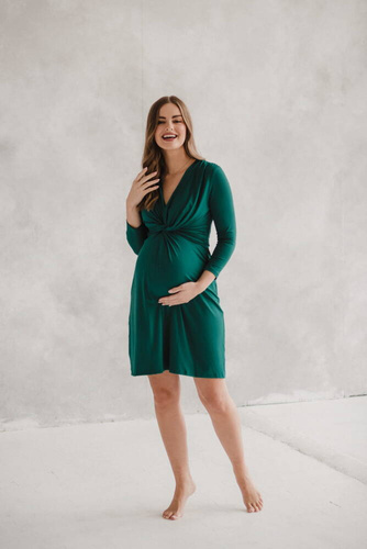 Sukienka ciążowa i do karmienia rękaw Loop 7/8 Milk&Love butelkowa zieleń