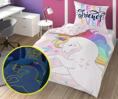 Pościel bawełniana świecąca w ciemności Jednorożec Detexpol
