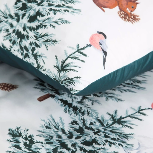 Rolland Eurofirany Pościel świąteczna z mikrowłókna – zielony zdobiona uroczym nadrukiem