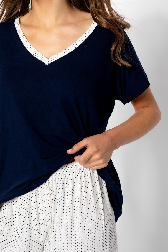 Piżama damska Cindy Momenti Per Me navy-ecru