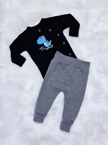 Body z długim rękawem kopertowe Let's Drive Bambarillo czarny