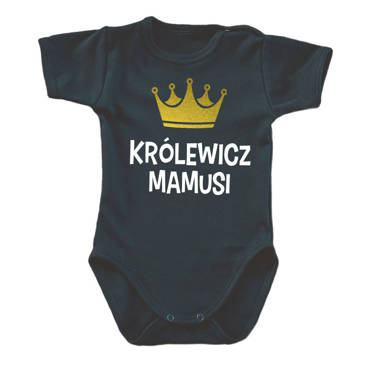 Body krótki rękaw "KRÓLEWICZ MAMUSI" Moocha czarny