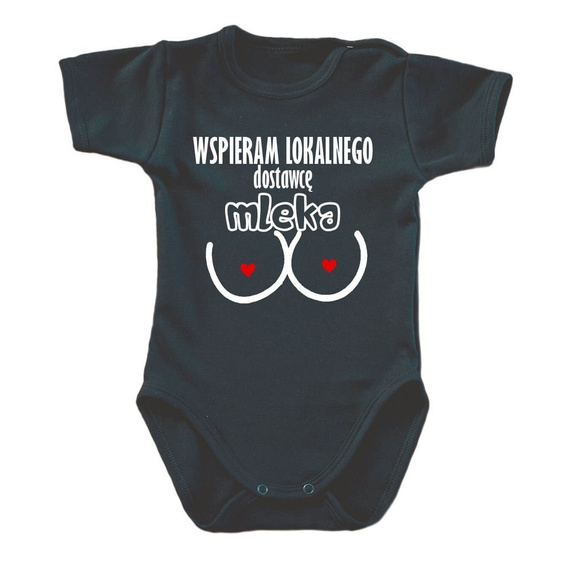 "Wspieram dostawce mleka" body krótki rękaw Moocha biały