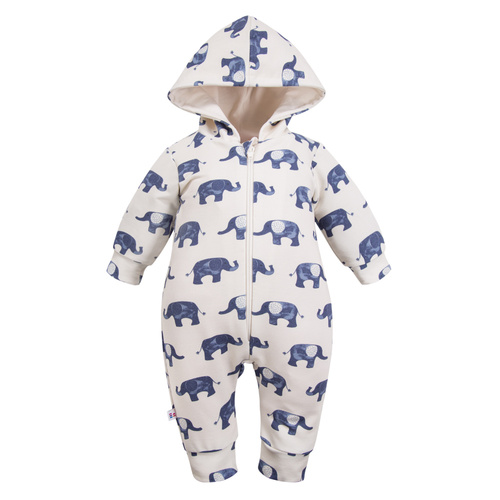 Pajac z kapturem kombinezon Elephant Eevi - ecru
