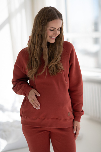 Motherhood Milk&Love – bluza ciążowa oversize z zamkami do karmienia, chili oil, bawełna z meszkiem