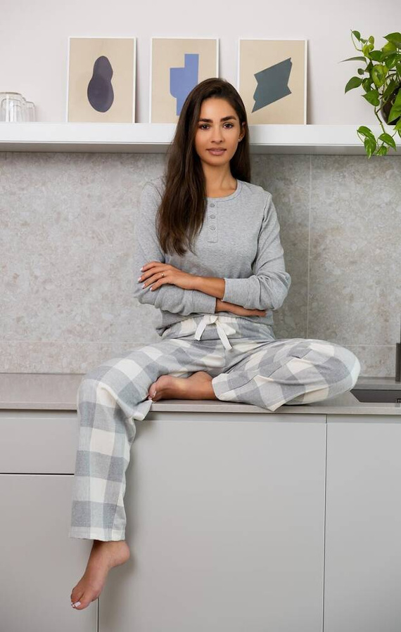 Piżama damska Vesper Sensis - szary-śmietankowy