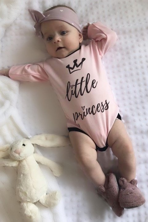 Body z długim rękawem "LITTLE PRINCESS" Terjan różowe