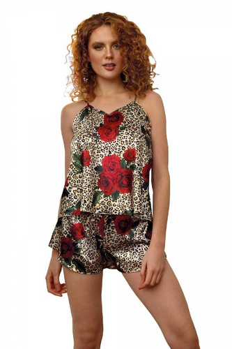 Komplet piżama damska Flowers  DKaren -DK-KK 6 ecru