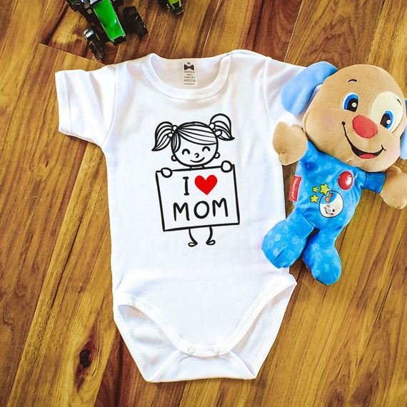 "I LOVE MOM" body krótki rękaw Moocha czarny