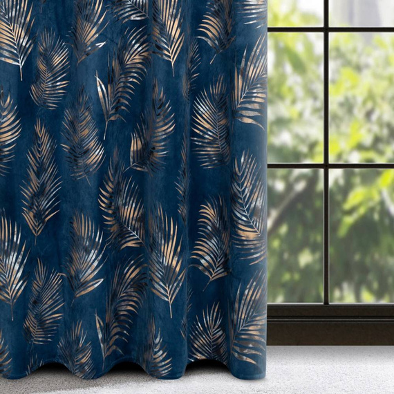 Gloria Zasłona na przelotkach welurowa Eurofirany granatowy