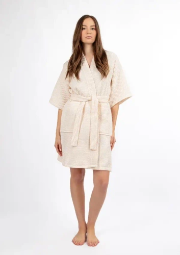 Szlafrok damski waflowy DK-W-01 Dkaren - ecru