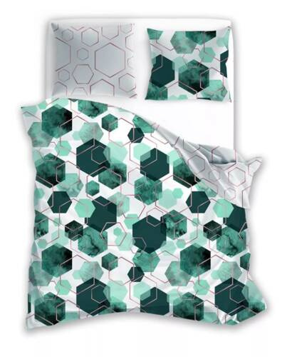 Pościel satynowa geometria Milargo Verde 009 Faro zielony