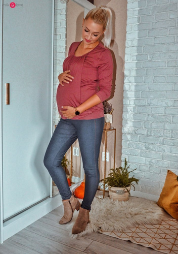 Bluzka ciążowa i do karmienia z rękawem 7/8 Kangaroo Milk&Love rose brown