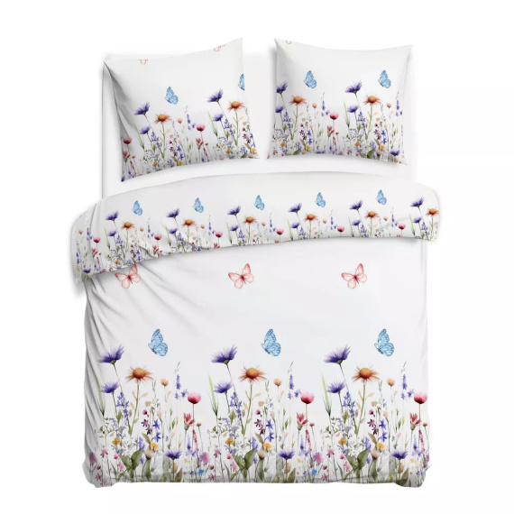 31512/1 Darymex Flanelove biała kolorowa kwiaty– komplet pościeli flanelowej, 100% bawełna, ciepła i przytulna