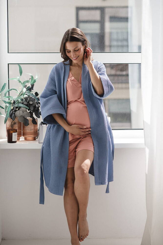 Bambusowa bluzka od piżamy ciążowej do karmienia krótki rękaw Moon Milk&Love herbaciana róża